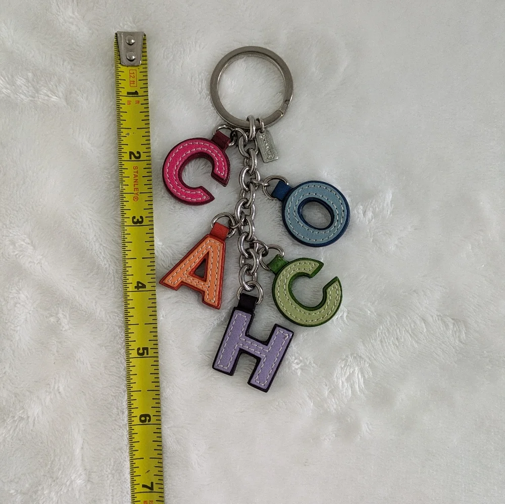 RARE Vintage COACH Leather Letters Keyring/Bag Charm - Picture 6 of 6
